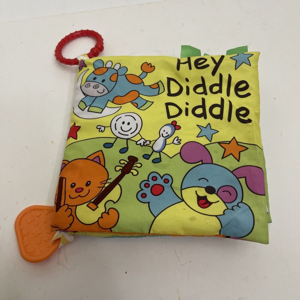 Playtex Baby's First Teething Hey Diddle Diddle Fabric Book Plush Motor Skills